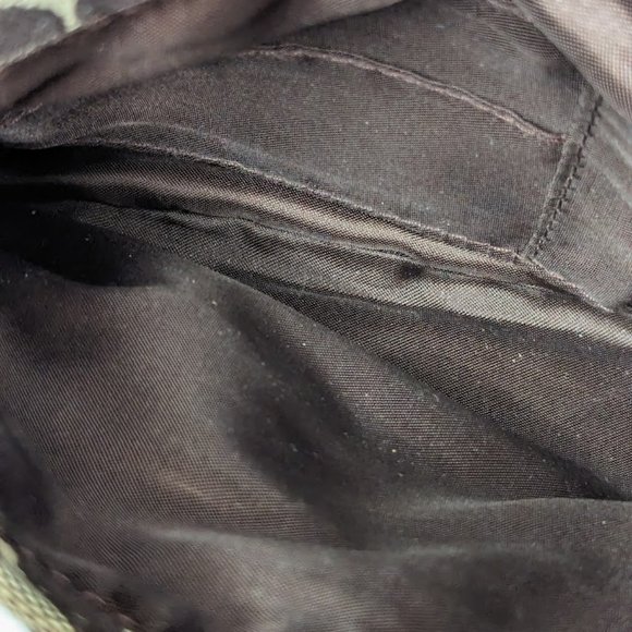 Fossil Canvas Brown Tan crossbody purse tote Signature - Picture 6 of 8